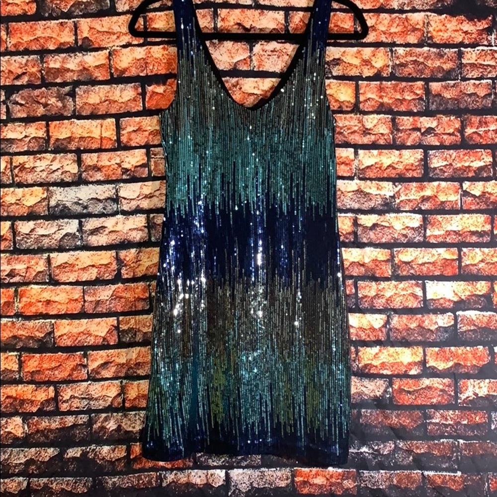 Charlotte  Russe Teal and Blue Sequin Dress